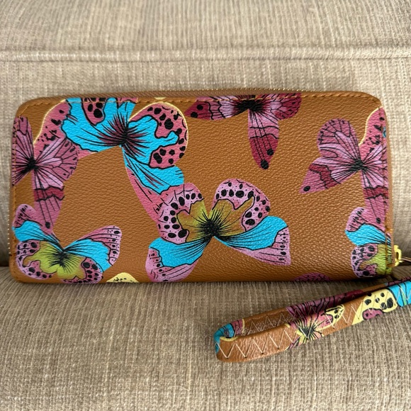 Women’s Floral Zip Around Clutch Card Holder Organizer Wristlet Wallet Strap - Picture 3 of 4